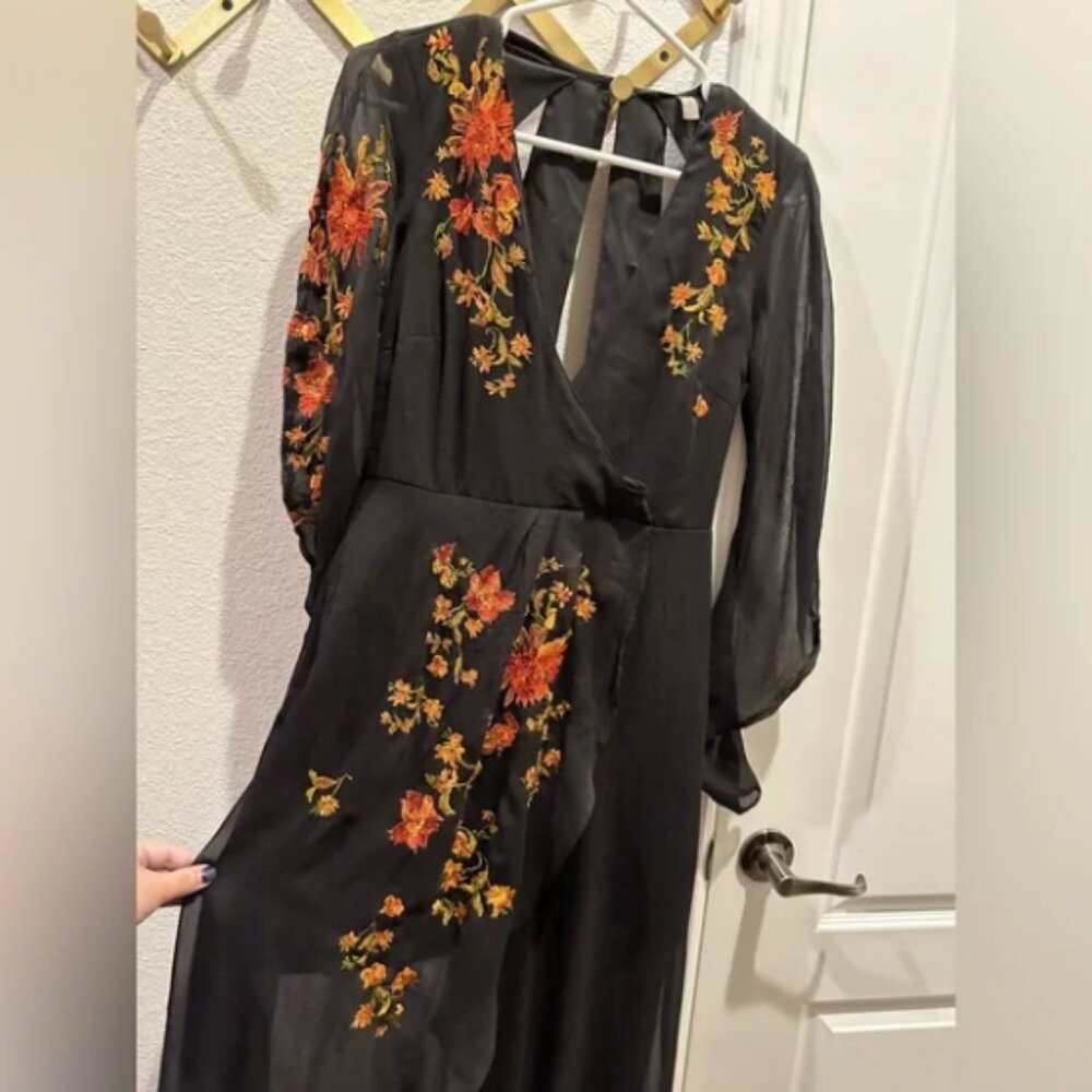 ASOS Orange Floral Embroidery Maternity Black Guipure Dress